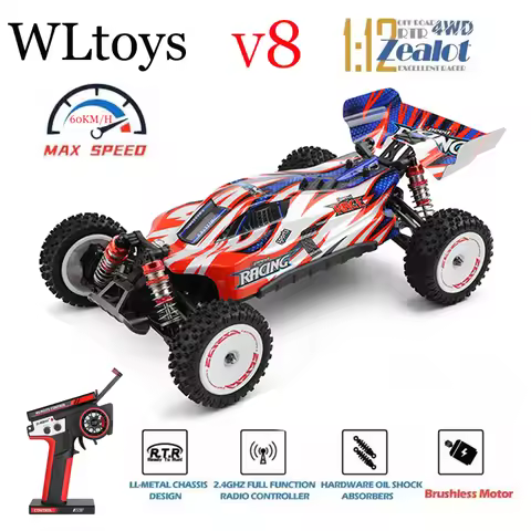 Newest Wltoys 124008 V8 1/12 2.4G Racing RC Cars 4WD Brushless Motor 60Km/H High Speed Remote Contro