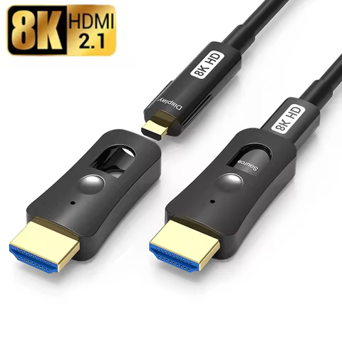Threaded fiber optic cable HDMI-compatible 2.1 8K A to D type Single Head Pullable for HDTV projecto