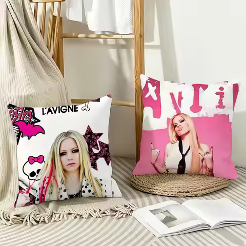 Y2K Pop Punk Streetwear Avril Lavigne Pillow Case Pattern Printed Pillowcase For Living Room Sofa Cu
