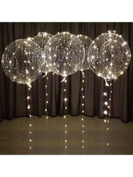 3米漂浮發光氣泡球，帶LED燈，為訂婚、婚禮裝飾、庭院、室內、氣球派對提供溫暖的白燈，熱門飛行氣泡球