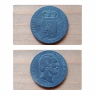 koin kuno 1/2 g 1864 Willem 3 black patina