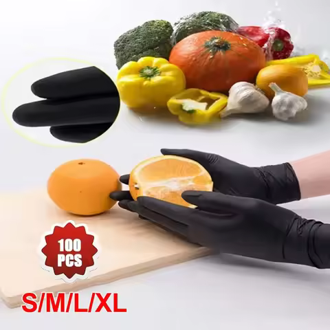 20-100Pcs Disposable Nitrile Waterproof Gloves Black Thickened Disposable Plastic Gloves Food Grade 
