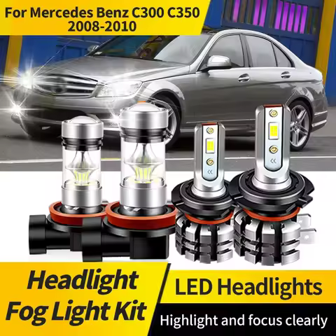 2PCS H7 High Low Beam Lamp LED Headlights Canbus 6000K H11 Low Power Fog Light For Mercedes Benz C30