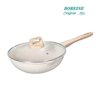 BOREINE Nonstick Deep Frying Skillet, Saute Pan With Lid, Stay-Cool Handle (11"/28/30cm)