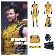 Deadpool & Wolverine 2024ภาพยนตร์สีเหลืองโลแกนวูฟเวอรีนชุดจั๊มป์สูทไม่มีแขนชุดงานรื่นเริงฮาโลวีน