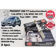 Japan NGK Premium RX Spark Plug for Peugeot 308 T7 1.4L / 1.6L 16V VTi Sedan Hatchback (Year 07 - 16