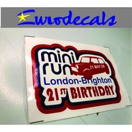 Eurodecals 21st Birthday Mini Run Mini CooperClassic Printed Sticker