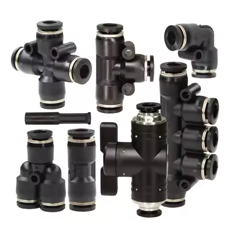 OD-6MM PE PU Tubing Fittings Quick Push Water Pipe Connecter Cross Tee Elbow Straight Valve Coupling