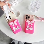 For OPPO A38 A18 A79 A94 A93 Reno 4 5 4F 5F 6 6Z 7 7Z 8Z 8 8T 9 10 Fashion Barbie Wallet Bag Soft TPU Phone Case With Lanyard