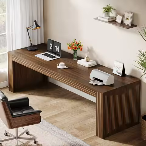 Tribesigns 79-Inch Extra Long Desk, Two Person Double Desk for Home Office, Wooden Long Computer Des