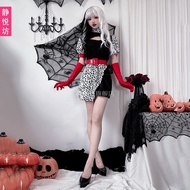 Halloween Dalmatian-Themed Cruella De Vil Costume - Black & White Dress