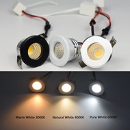 Small COB 3W LED Spot Downlights Cabinet Ceiling Light Cut 30mm CRI90+ AC85-265V Black White Silver Finish