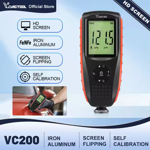 VDIAGTOOL VC200 Coating Thickness Tester Backlight Car Paint Thickness Gauge Calibration Function Th