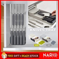 NARIO Knives Drawer Storage 2 Tray 9 Slot Knife Holder Fit for Most Knives Kitchen Ware Pisau Rak