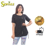 Sonali Women Black Short Blouse Kurti Blouse Modern Casual Indian Women Clothing Top Short Sleeve Q1