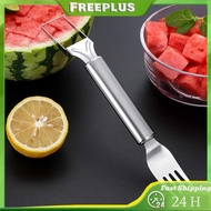 1pc 2-in-1 Stainless Steel Fruit Cutter Dual Head Watermelon Fork Cutter Tool Portable Watermelon Fo