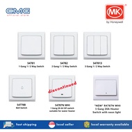 MK Slimline Wide Rocker 1/2/3 Gang 1/2 Way Switch, Bell Switch, Heater Switch