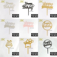 IMP 41-60 Cake Topper Happy Birthday Acrylic Gold Birthday Cake Decoration