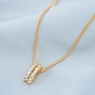 ZHULIAN Double Bar Pendant Necklace 24K Gold Plated