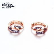 Hg Genuine Russia Au585 Purple Gold Sapphire Earrings Female Pure 14K Gold Color Gold Rose Gold Fash