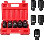 Gueenky 5 Piece Impact Wrench Nut Set, 1/2 Inch Hex Socket Impact Wrench 30/32/34/35/36 mm Impact So