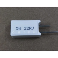 5Pcs 5W 22RJ Ceramic Resistor Plug 5W 22RJ 1% Copper Pin, 100% New.