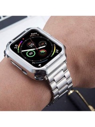 2合1 Tpu保護殼+錶帶,適用於49mm 45mm 44mm 42mm 41mm 40mm 38mm不銹鋼手鏈,附軟套,適用於ultra Se 9 8 7 6 5 4 3 2 1系列的apple Watch