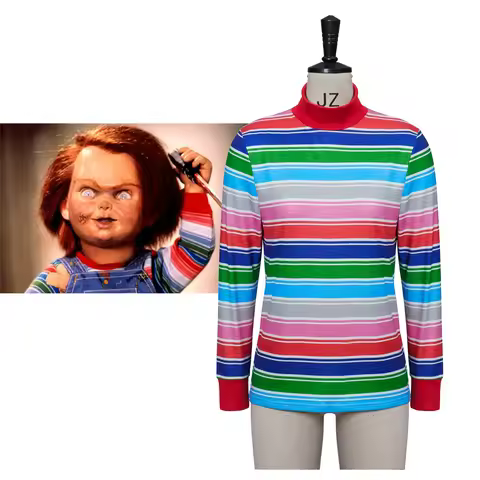 （in stock）Chucky Costume T-Shirt For Adult Funny Horror Scary Birthday Party Chucky Colorful T-Shirt