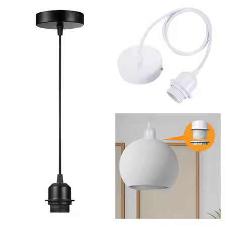 Vintage E26 E27 Hanging Lamp Holders with 1M Cable Ceiling Lamp Holder Socket Nordic Half teeth Lamp