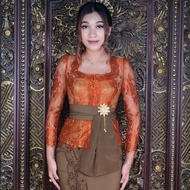 Kebaya J81 Semi-French Queen Anne with Shoulder Ruffles and Long Sleeves (Kebaya Only)