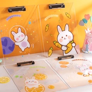 P PET Board Clip Transparent Acrylic Writing Board High-Value Folder Student Cartoon Pattern a4 Spli