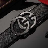 Lv5 & Vv20 Men Leather Belt Cowhide Mens Youth Smooth Buckle Fashion Belt Young People All-Match Tro