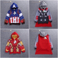 Sweater / Jacket Red Hooded Boy Kids Superhero Spiderman Cars Mcqueen Batman Ultraman Baju Sejuk Jaket Budak Lelaki