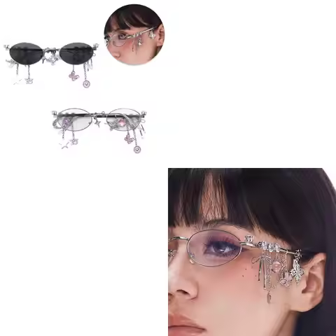 Plain Lens Glasses AntiBlueLight Glasses 2000s Oval Eye Glasses for Various Outfit Y166