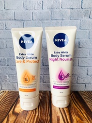 PAKET HEMAT NIVEA BODY SERUM CARE PROTECT 180ml & Night Nourish 180ml Handbody Nivea Siang Malam