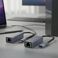 USB-CRJ45,1000Mbps,MacBook/Windows/XP/Android  Penyesuai USB-C ke RJ45 Ethernet Gigabit 1000Mbps unt