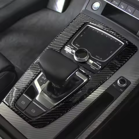 Car Gear Shift Panel Sticker Interior Central Console Carbon Fiber Trim Cover For Audi Q5 SQ5 2018-2