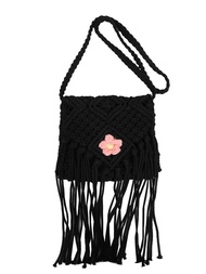 Trendy Cotton Rope Braid Bag Summer 2024 Fringe Beach Vacation Crossbody Small Size City Simple Styl
