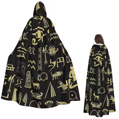 Ancient Egypt God Horus And Anubis Egyptian Pharaoh Long Hooded Cloak Witch Medieval Costume Cosplay