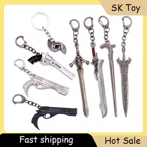 Devil May Cry 5 Dante Sword Keychain Metal Rebellious Blade Ebony Deep Blue Rose Pistol Crimson Quee