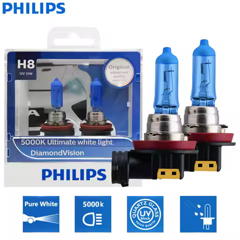 Philips H8 12V 35W Diamond Vision 5000K Super White Light Halogen Auto Headlight Car Bulbs Fog Lamp 
