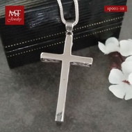 MT จี้เงินแท้ ไม้กางเขน ด้านข้าง ประดับลวดลาย (ขนาดใหญ่) 925 Sterling Silver Cross Pendant (sp001-18