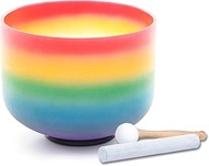 Hye-eun 528hz Crystal Singing Bowl 8 Inch C Note Rainbow Quartz Chakra Meditation Tuned Sound Bath B