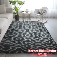 ORANGE Karpet Bulu Rasfur Tebal Anti Slip Ukuran 120cm X 180cm - Karpet Lantai Motif Tebal Bulu 4cm