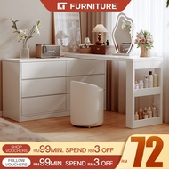 L Shape Dressing Table DIY Makeup Table with Storage Meja Solek Meja Makeup Bedroom Dressing Table w