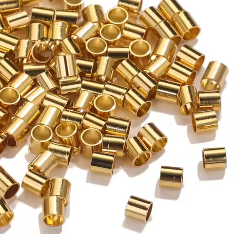 200pcs Stainless Steel Tube Crimp End Beads Clip Foldover Stopper Spacer Bead For DIY Jewelry Making