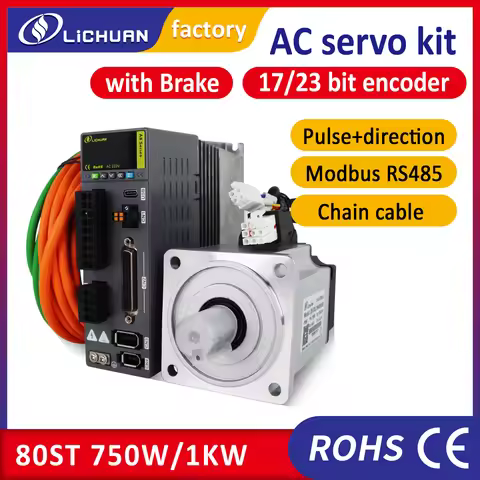 Lichuan A8 High Performance Servo Motor 750W 1000W with AC Servo Driver STO Pulse RS485 Analog Contr