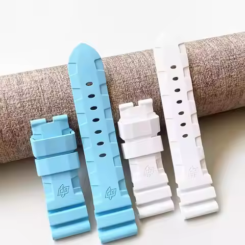 Original Fluor Rubber Strap Logo for Panerai Luminor Submersible Lightning Edition PAM441 Waterproof