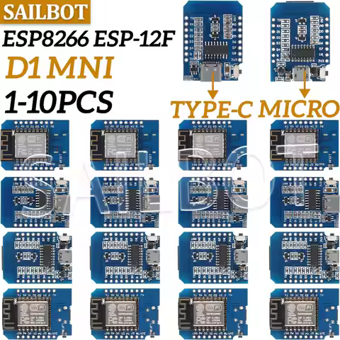 1-10PCS WeMos D1 Mini TYPE-C/Micro USB ESP8266 ESP-12F CH340G V2 Module WiFi D1 Mini Development Boa