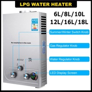 🔥 6L/8L/10L/12L/16L/18L LPG Water Heater Propane Gas Tankless Stainless Instant Boiler 36KW Liquefied Petroleum Gas Water Heater